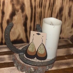 Faux triple stacked leather earrings